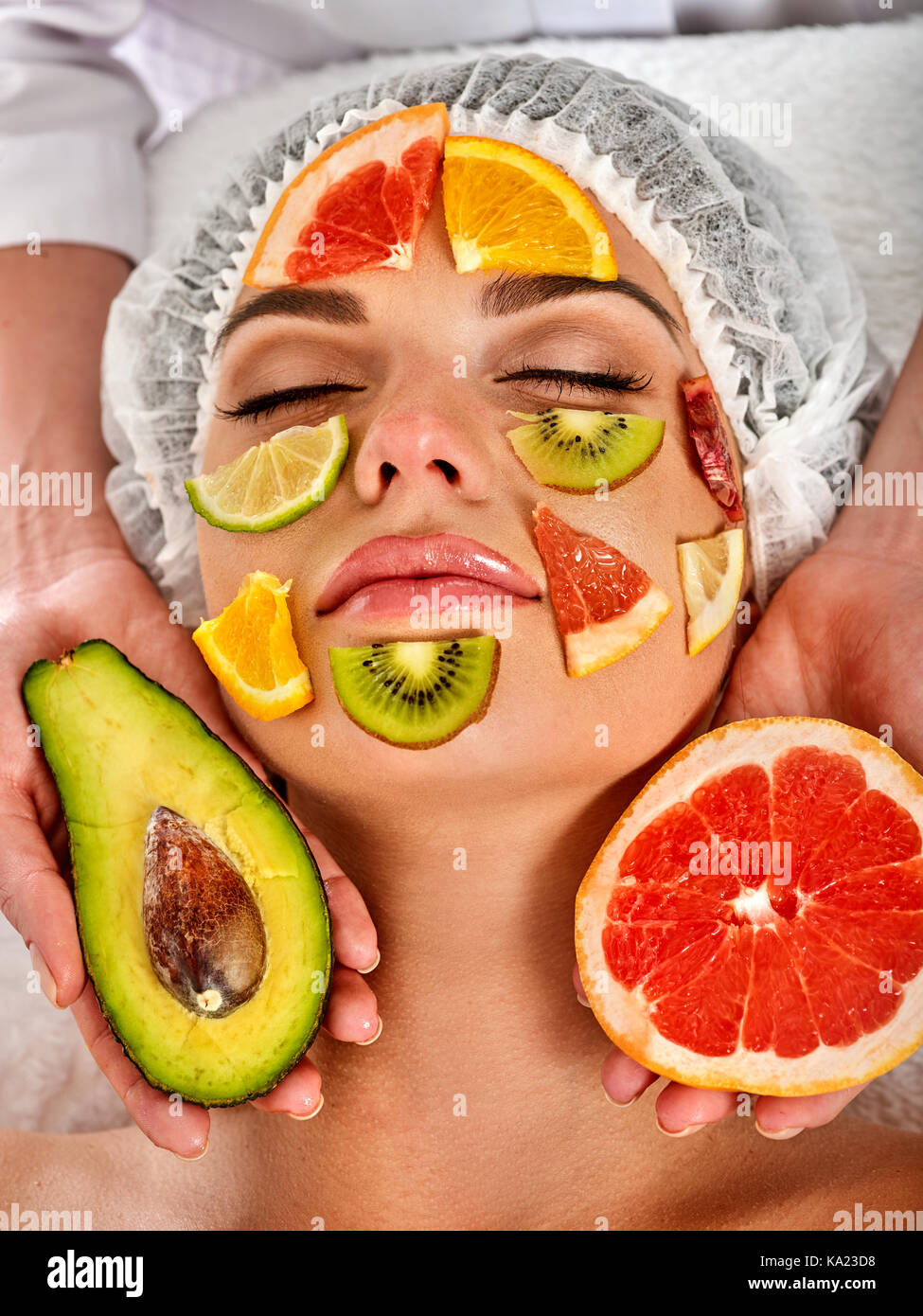 Download Facial Mask From Fresh Fruits For Woman Girl Beautiful Face Stock Photo Alamy PSD Mockup Templates