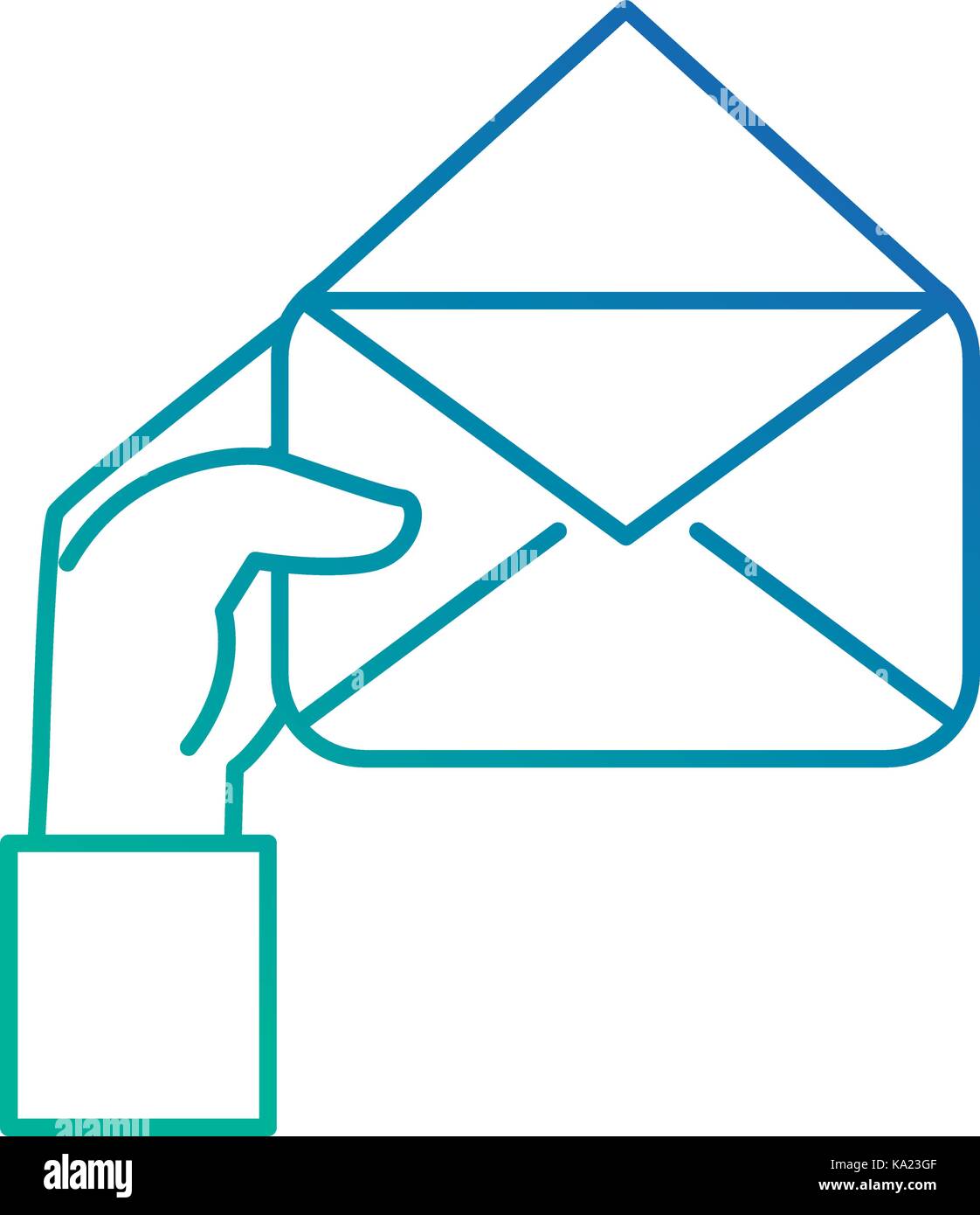 hand human with envelope mail isolated icon Stock Vector Image & Art ...