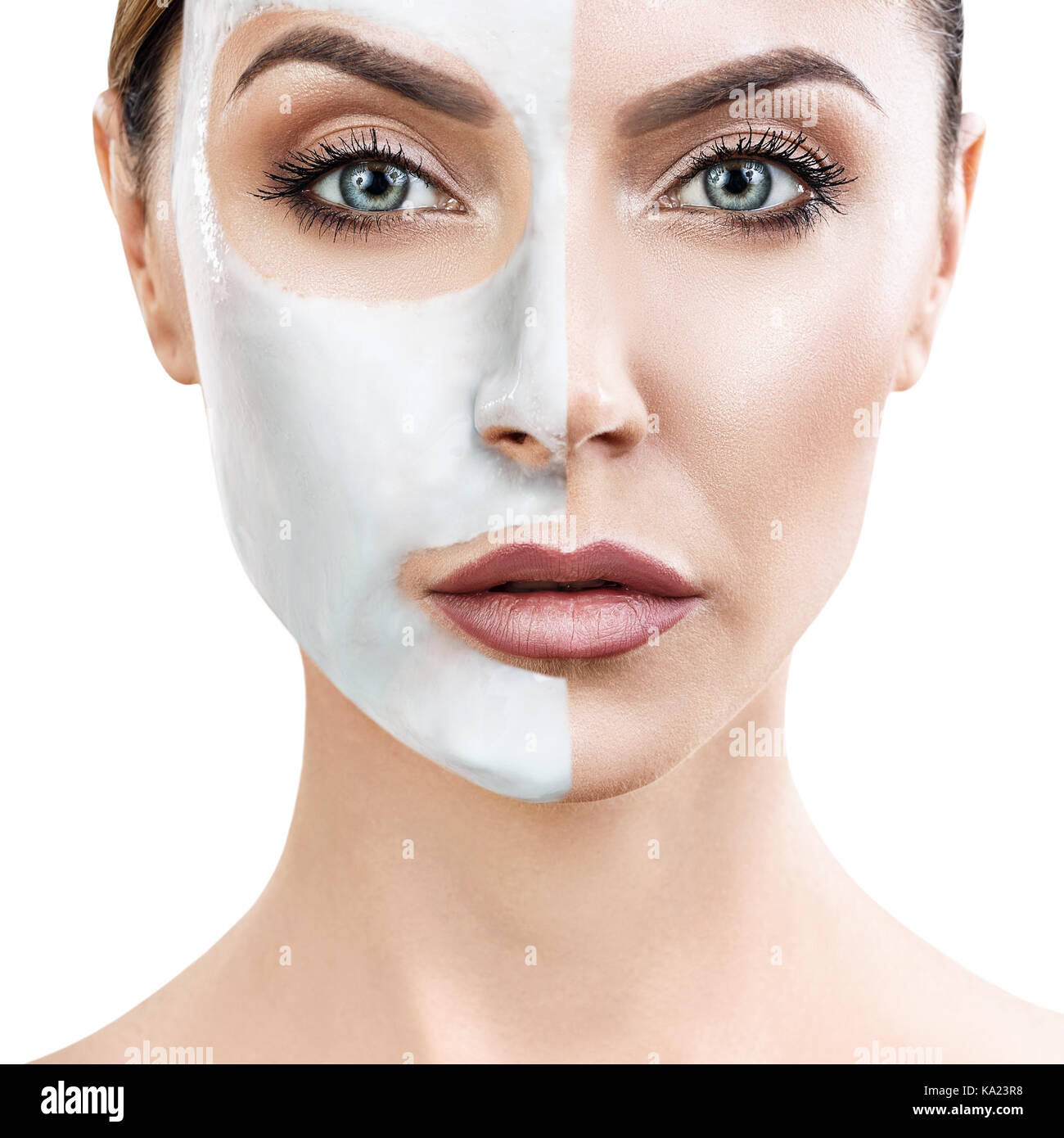 Beautiful woman with facial mask Stock Photo Alamy