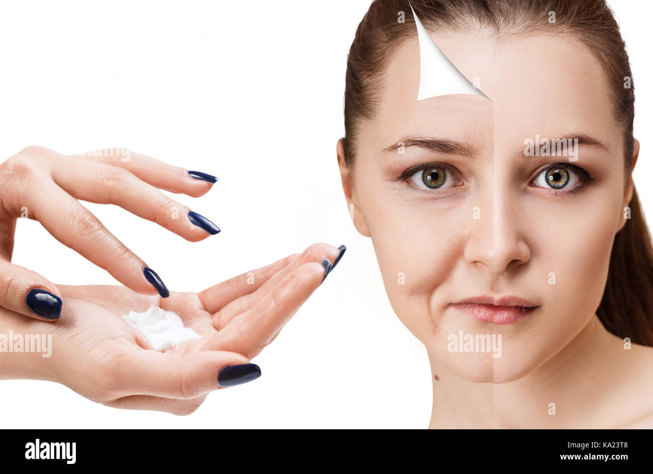 Woman's face before and after rejuvenation Stock Photo Alamy