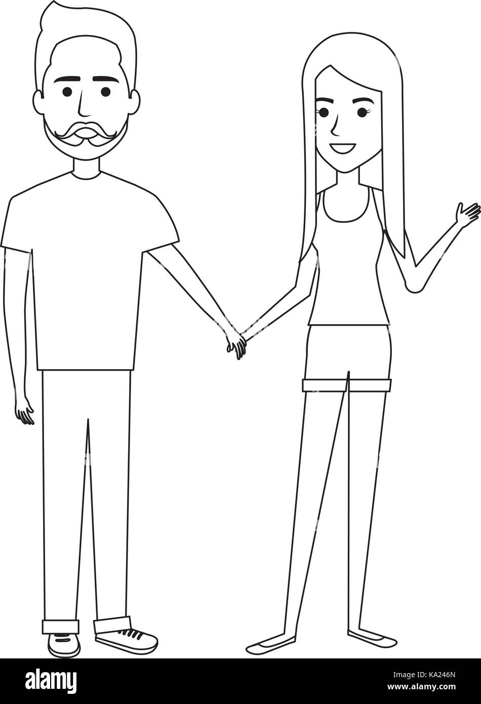 young couple standing avatars Stock Vector Image & Art - Alamy