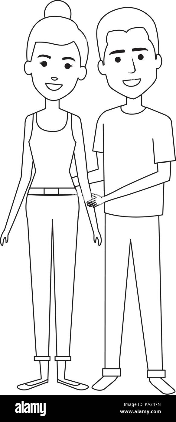 young couple standing avatars Stock Vector Image & Art - Alamy