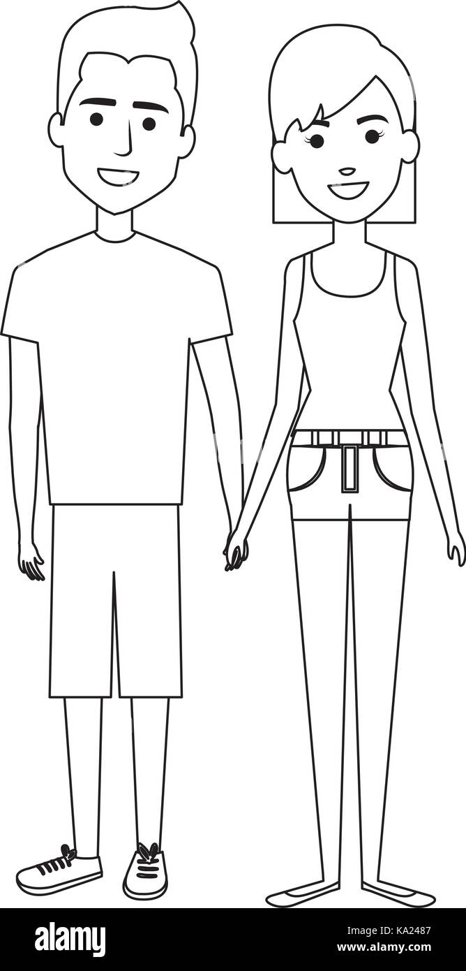 young couple standing avatars Stock Vector Image & Art - Alamy