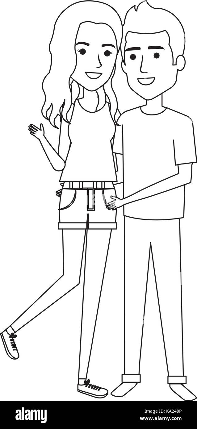 young couple standing avatars Stock Vector Image & Art - Alamy