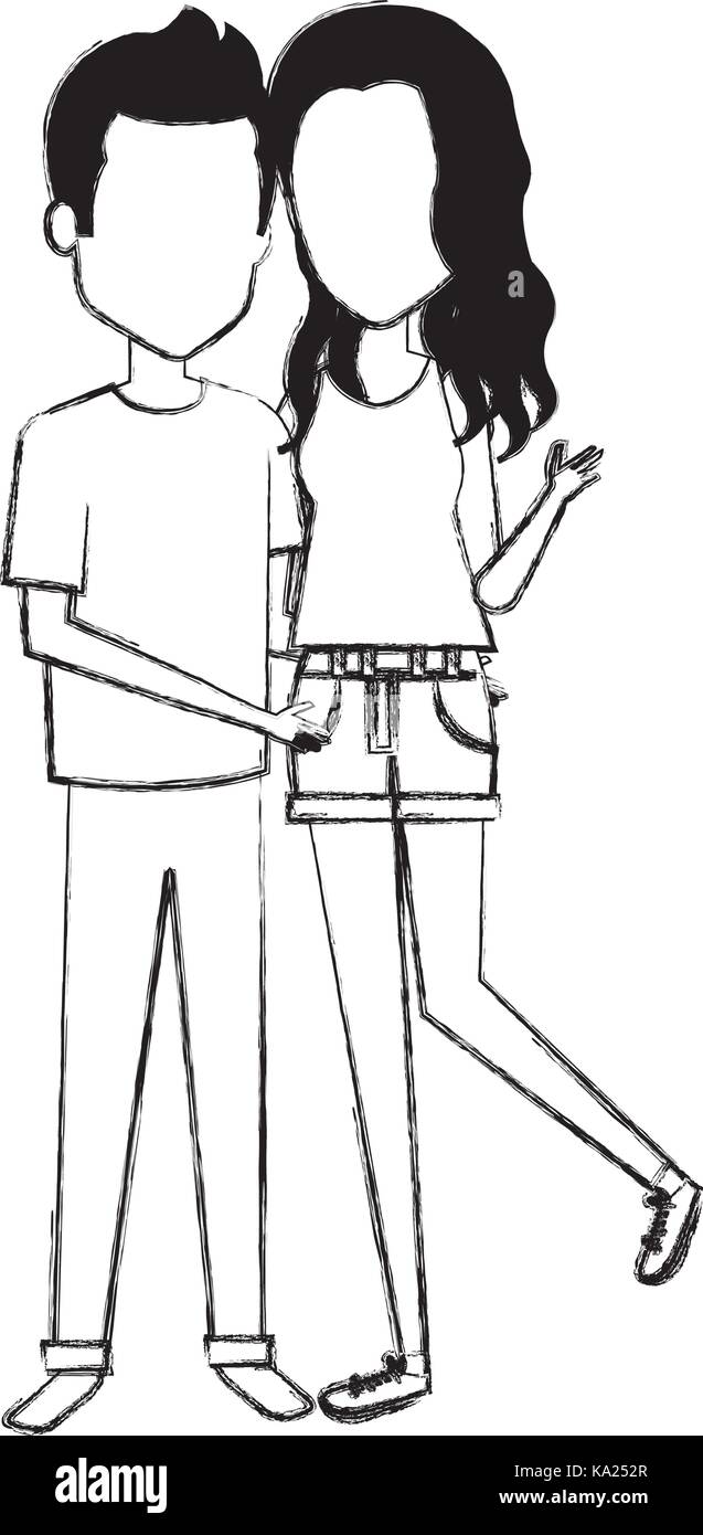 young couple standing avatars Stock Vector Image & Art - Alamy