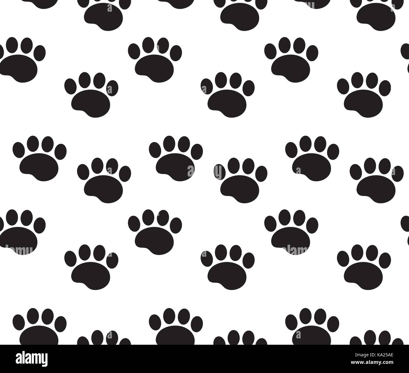 Animal tracks seamless pattern. Dog paws traces repeating texture, endless background. Vector illustration. Stock Vector