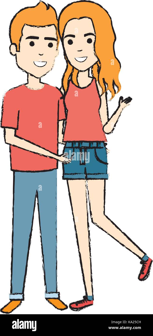 young couple standing avatars Stock Vector Image & Art - Alamy