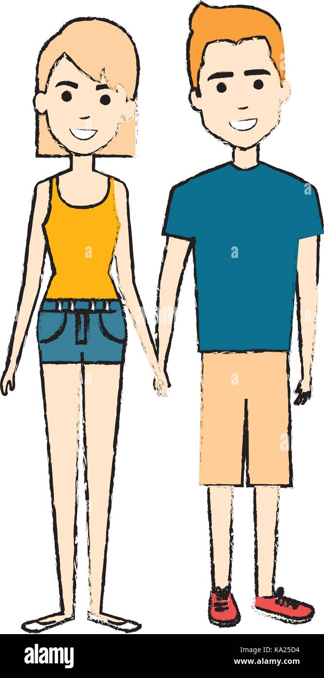 young couple standing avatars Stock Vector Image & Art - Alamy