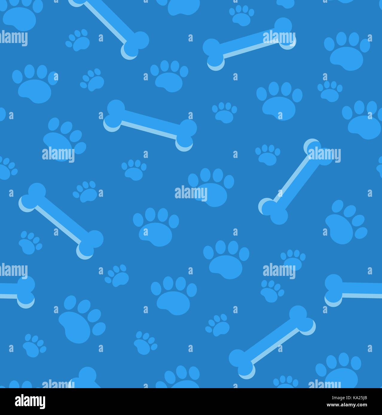 Dog bones seamless pattern. Bone and traces of puppy paws repetitive