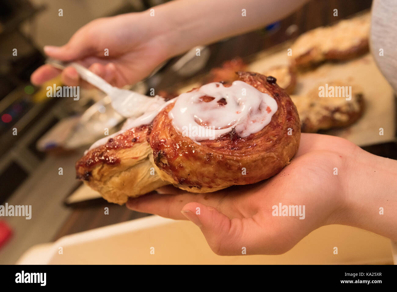 Pastries being made in a Sydney bakery early in the morning for sale that day Stock Photo Alamy