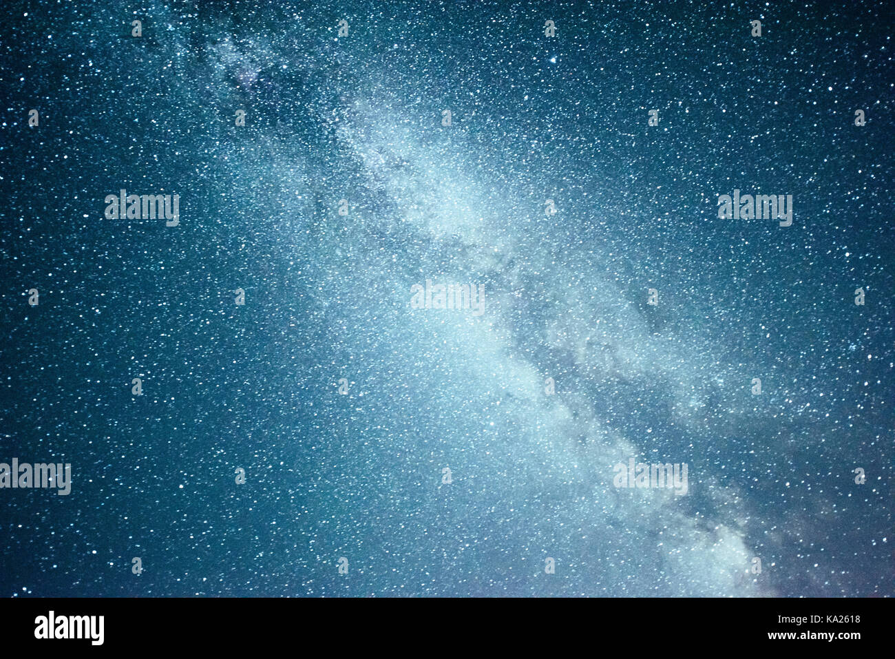 Vibrant night sky with stars and nebula and galaxy. Deep sky astrophoto Stock Photo