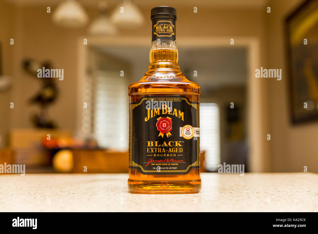 A bottle of Jim Beam Black Extra Aged Bourbon Whiskey Stock Photo - Alamy