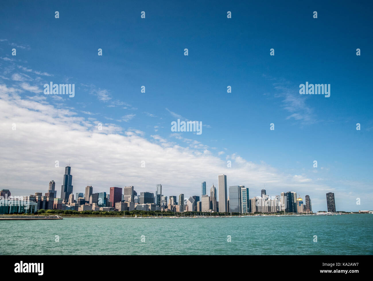 Chicago, Waterfront and quay along lake Michigan Stock Photo
