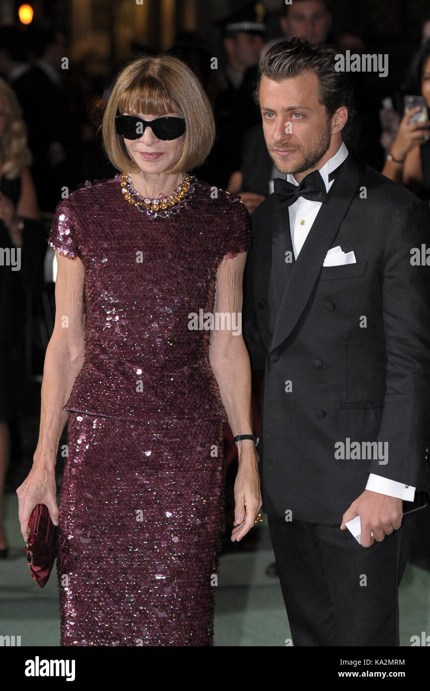 Milan, Italy. 24th Sep, 2017. Milan, Green Carpet Fashion Awards arriving at Scala pictured theater: Anna Wintour, Francesco Carrozzini Credit: Independent Photo Agency/Alamy Live News Stock Photo