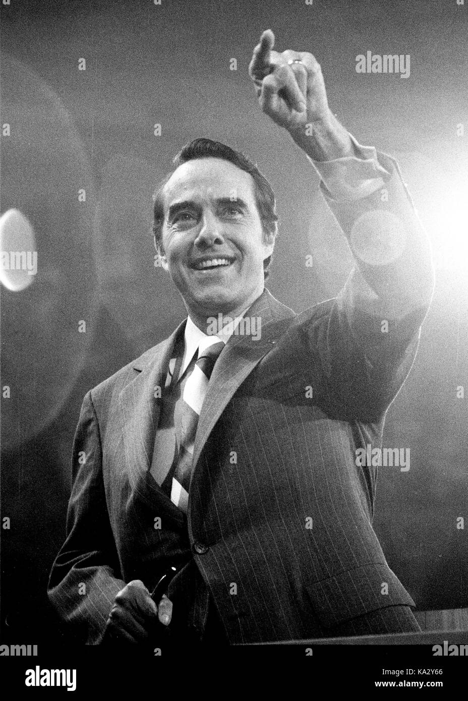 United States Senator Bob Dole (Republican of Kansas), the 1976 Republican nominee for Vice President of the United States, speaks at the Republican National Convention at the Kemper Arena in Kansas City, Missouri on August 19, 1976. Credit: Arnie Sachs/CNP - NO WIRE SERVICE - Photo: Arnie Sachs/Consolidated News Photos/Arnie Sachs - CNP Stock Photo