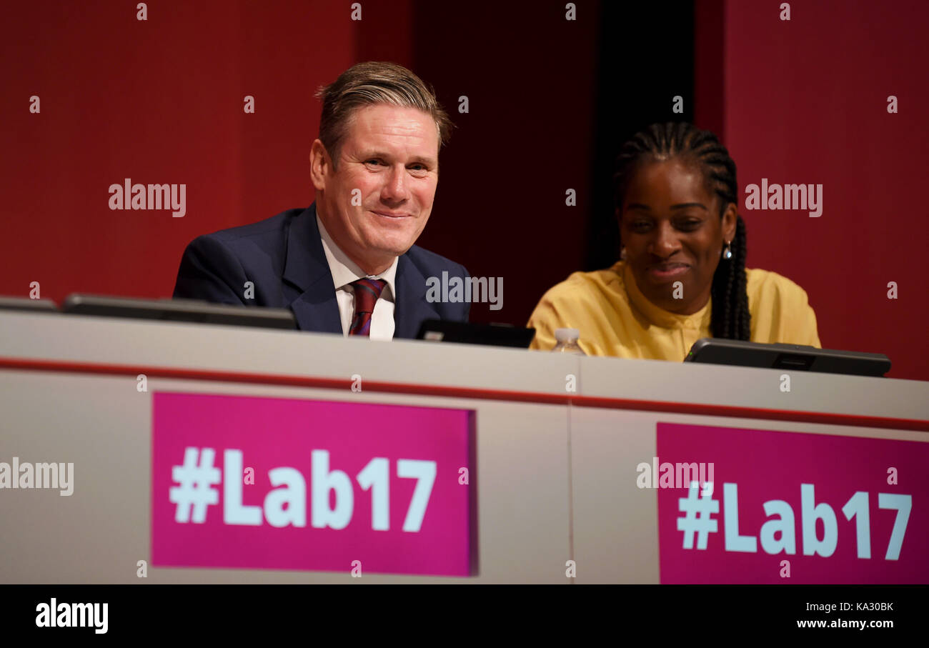 Brighton, UK. 25th Sep, 2017. Sir Keir Starmer, shadow Brexit secretary during the mornings debate at the Labour Party Conference in The Brighton Centre today Credit: Simon Dack/Alamy Live News Stock Photo