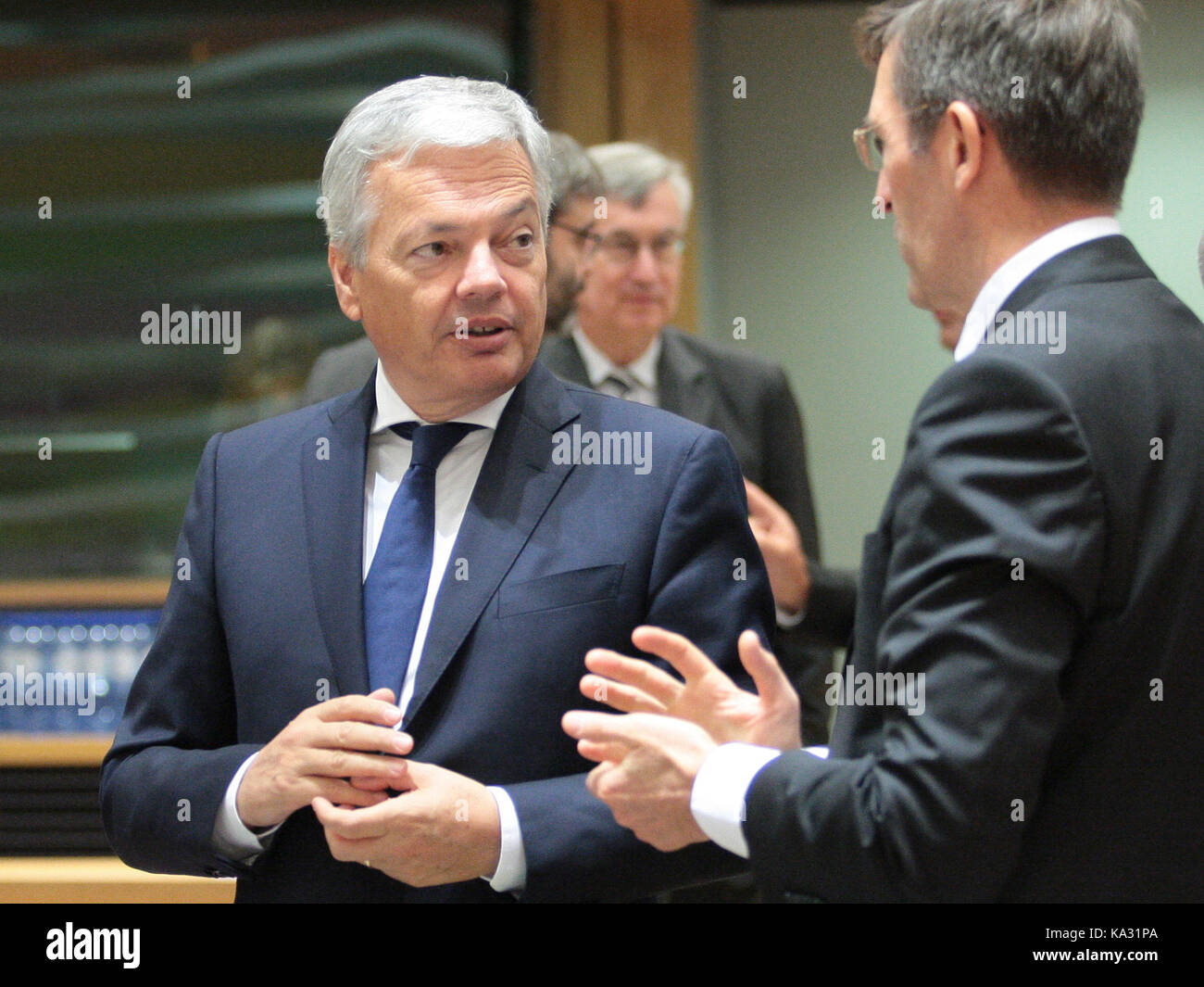 Brussels, Belgium, 25th September EU Ministers of Foreign and European Affairs meet in Brussels to start the preparation of the October European Council and to discuss the Commission's letter of intent on its work programme for 2018. Didier Reynders Prime Minister and Minister of Foering Affairs Credit: Leo Cavallo/Alamy Live News Stock Photo
