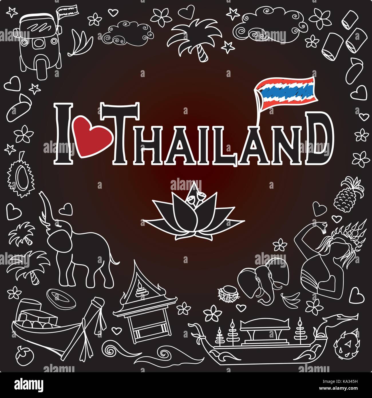 I love Thailand . Set Thai vector icons and symbols , vector