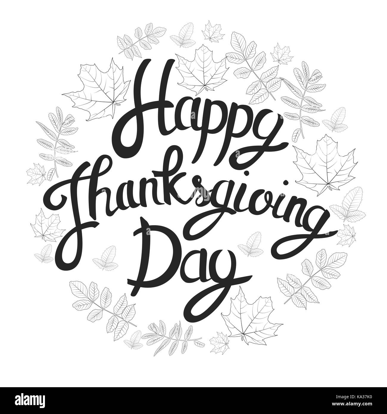 Happy thanksgiving day vector template Black and White Stock Photos ...