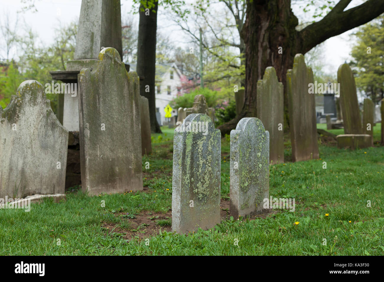 PRINCETON, NEW JERSEY April 26, 2017 Old headstones mark graves at