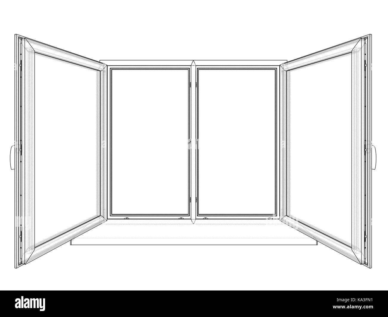 Open windows sketch. Vector Stock Vector