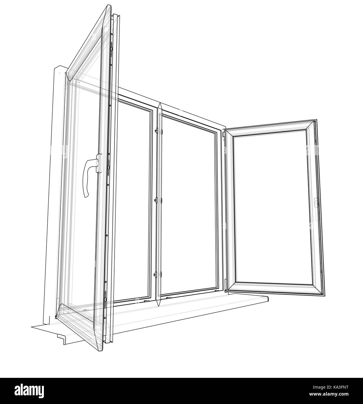 Premium Vector  Open window and flowers sketch interior of room from  inside vector handdrawn illustration