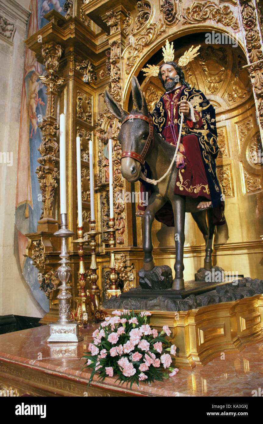 Procession Of Jesus Christ Carrying Cross Dressed In Dark Purple With Some Golden Baroque Ornaments