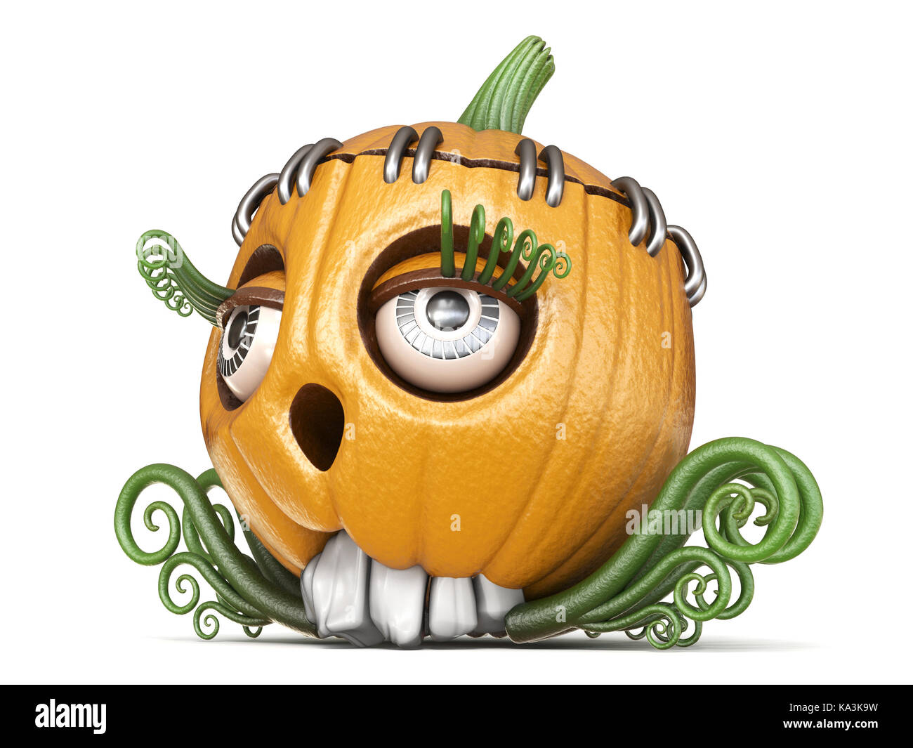 Halloween pumpkin Jack O Lantern lady 3D render illustration isolated ...