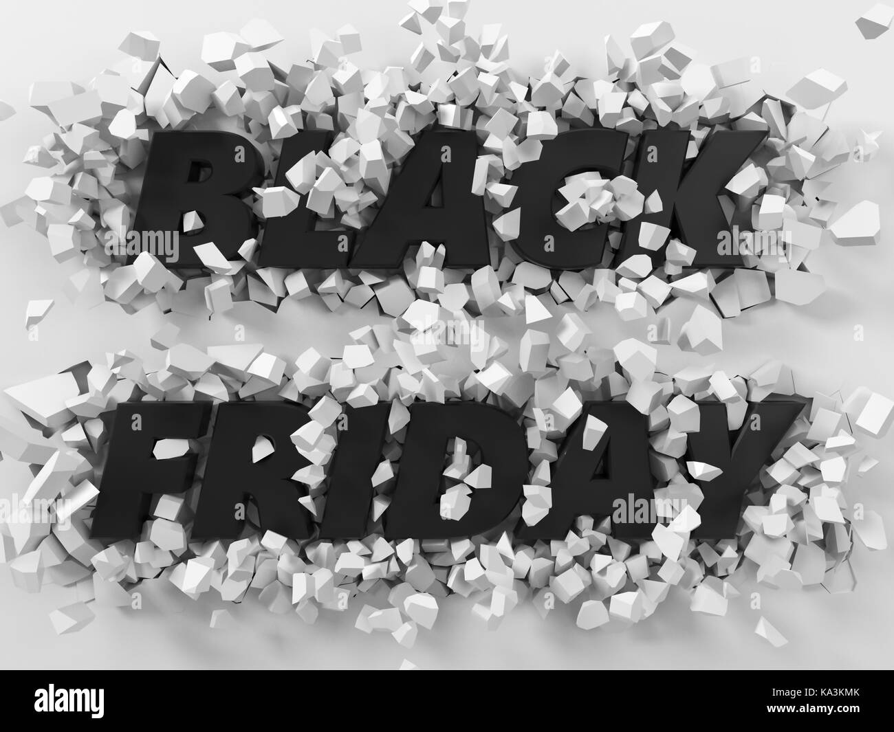 black friday text and exploding background.d illustration. suitable for any blackfriday theme. Stock Photo