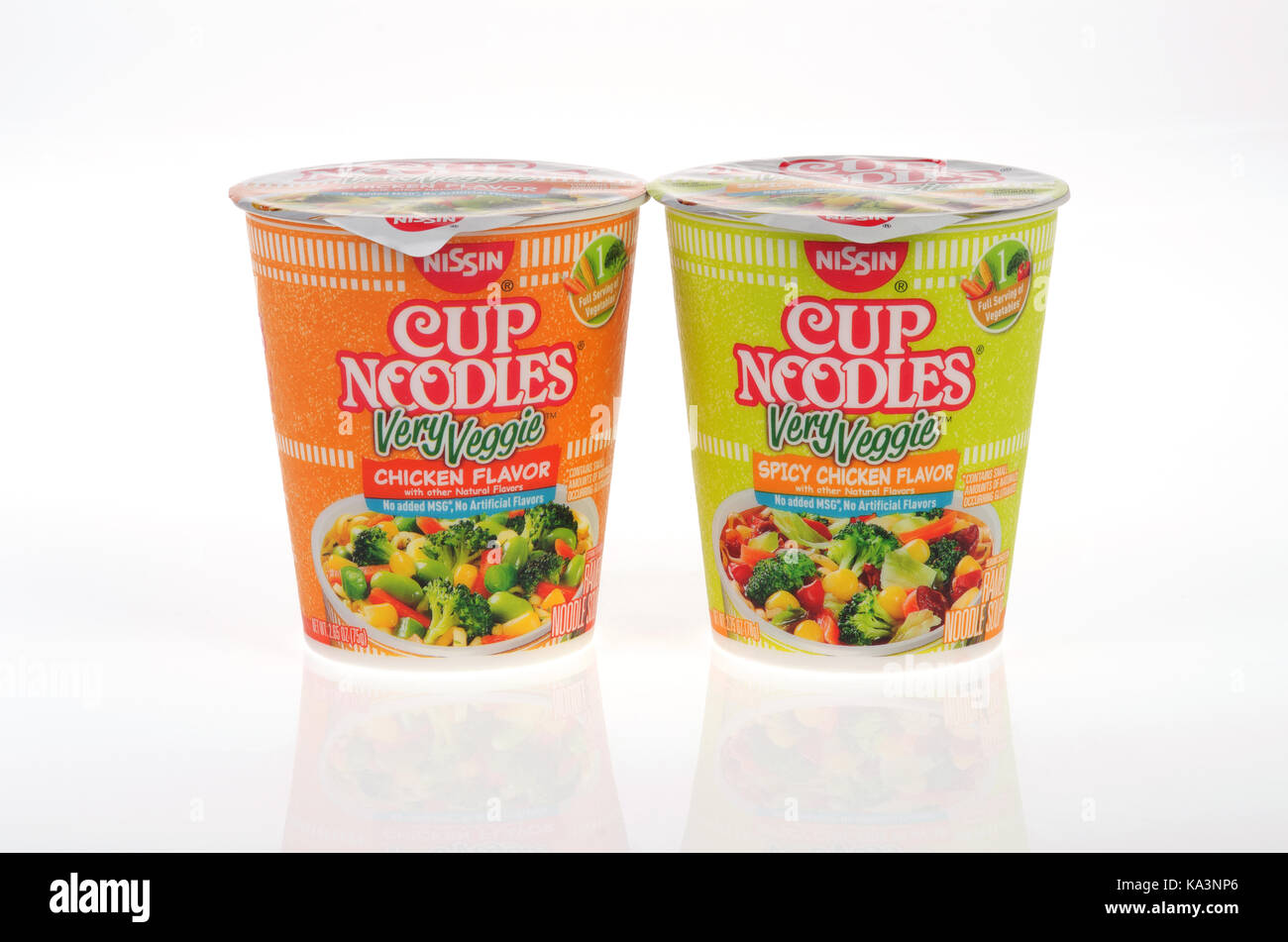 Nissin Cup of Noodles Very Veggie Stock Photo