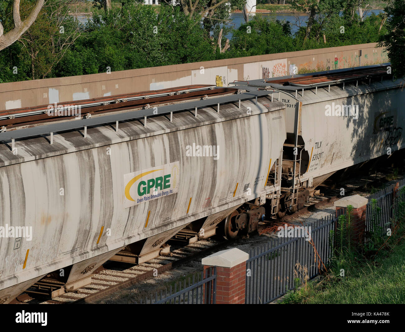 Rail car for corn tranport, ethanol production Stock Photo Alamy