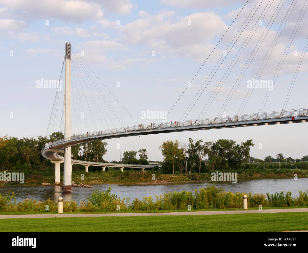 Bob Kerrey Pedestrian Bridge. Omaha, Nebraska. Stock Photo