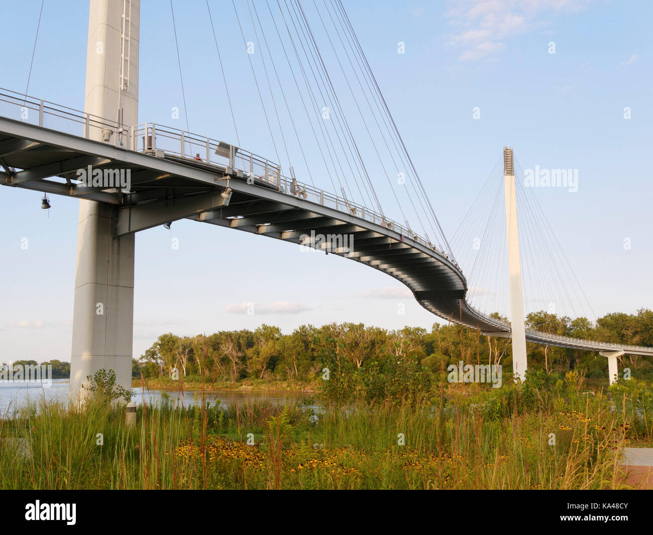 Bob Kerrey Pedestrian Bridge. Omaha, Nebraska. Stock Photo