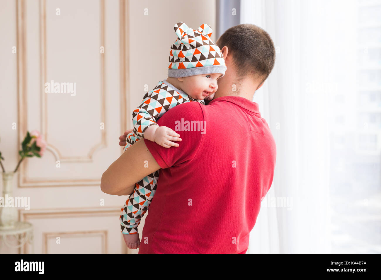 Father holding his little baby child son Stock Photo Alamy