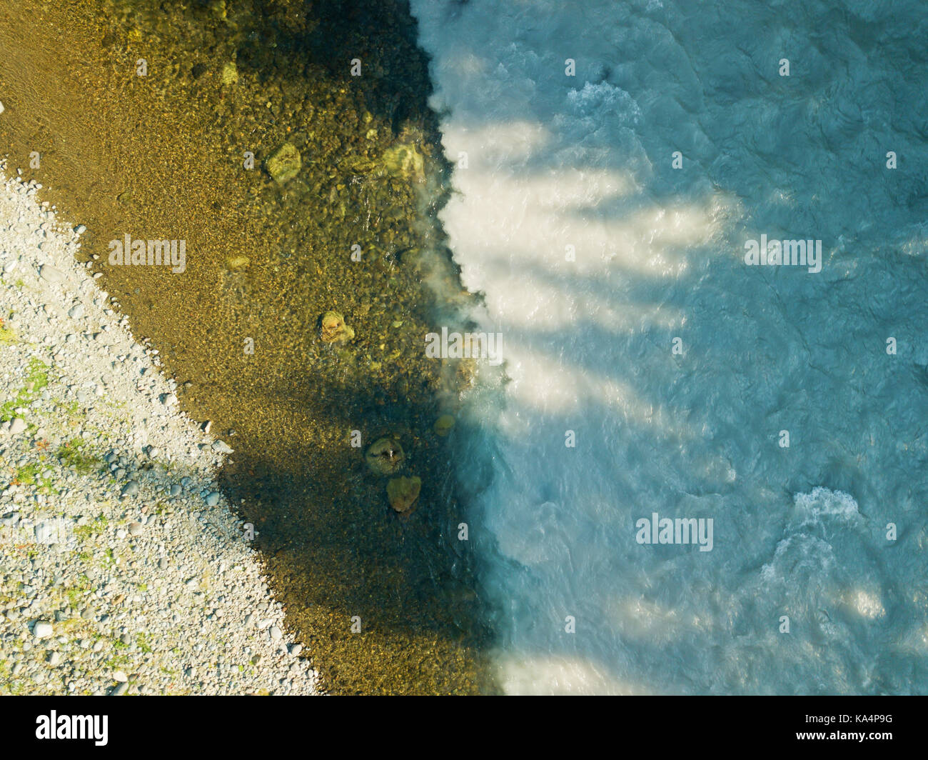 Confluence of the Greenwater and White Rivers in Washington's Cascade Mountains. Stock Photo