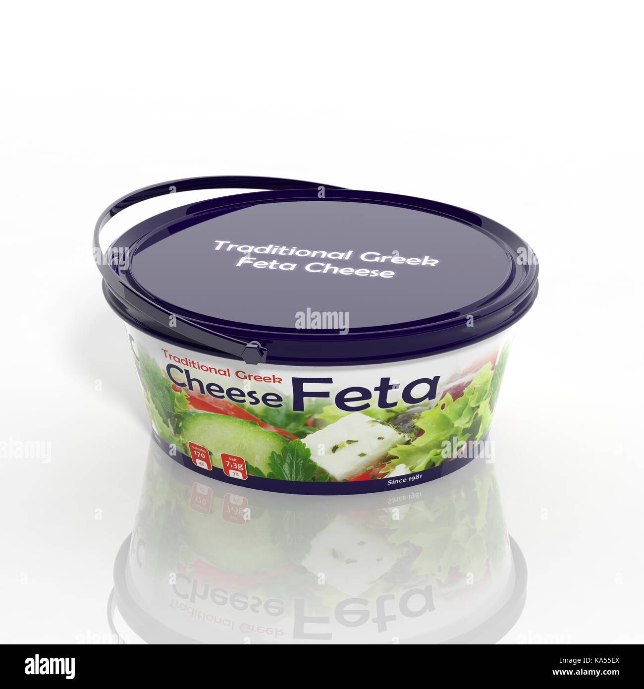 3D Feta cheese plastic container isolated on white Stock Photo Alamy