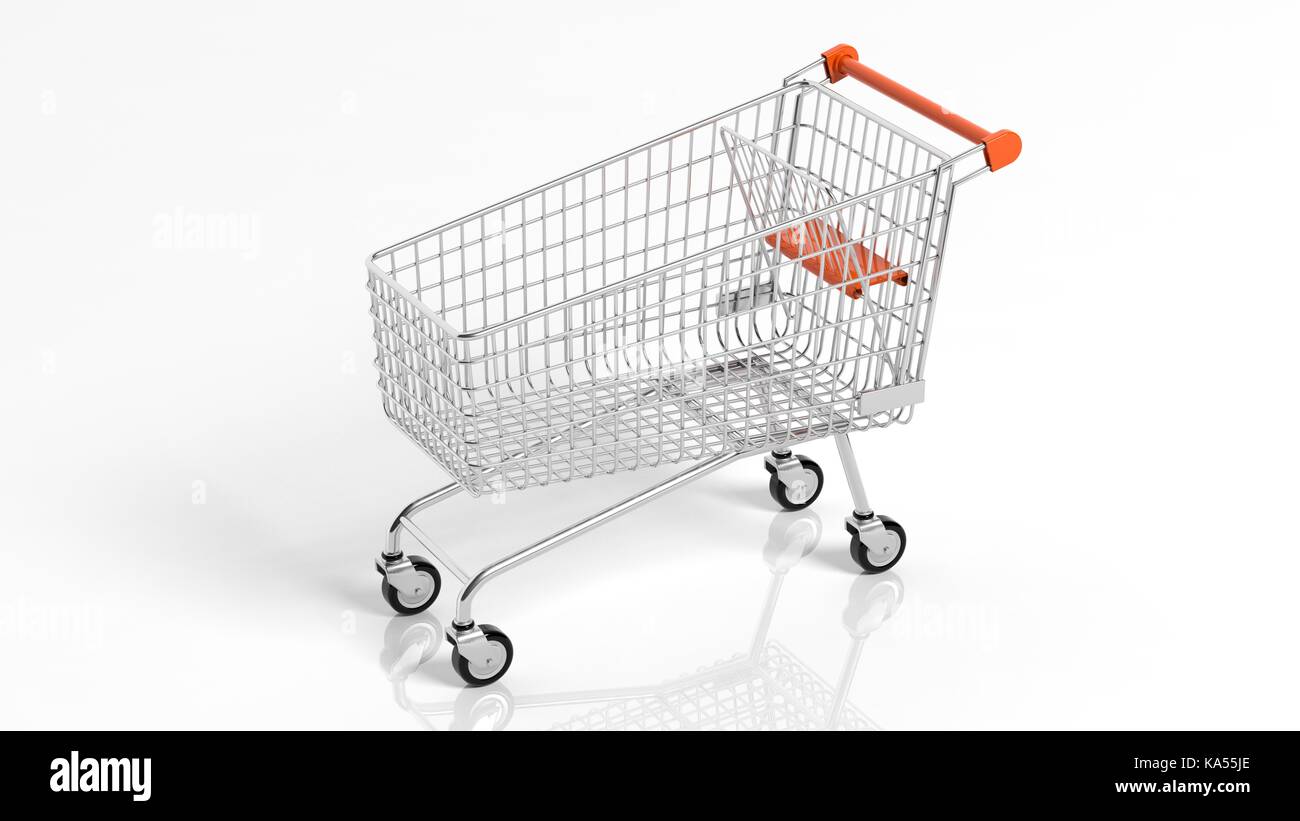 Empty supermarket shopping cart isolated on white background Stock ...