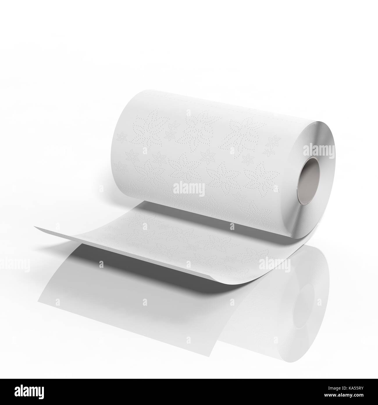 3D Paper Kitchen Roll Towels isolated on white background Stock Photo