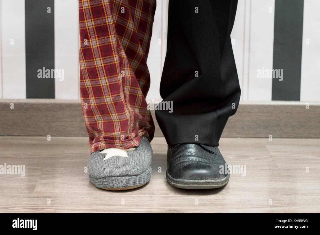 Concept of success and failure. Foot of an executive man and idl man in ...