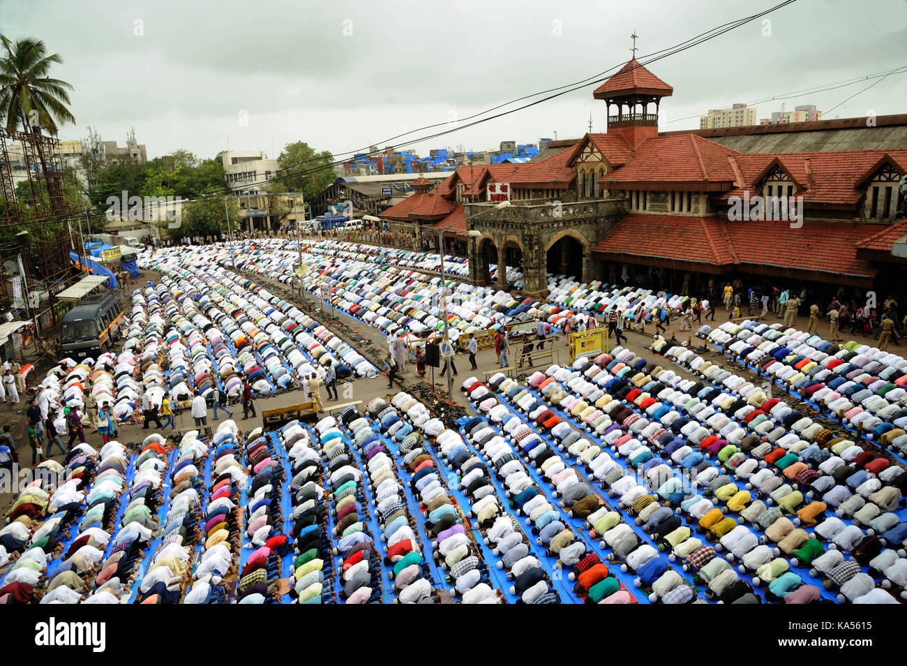 people celebrating eid ul fitr festival, bandra, mumbai, maharashtra, India, Asia Stock Photo