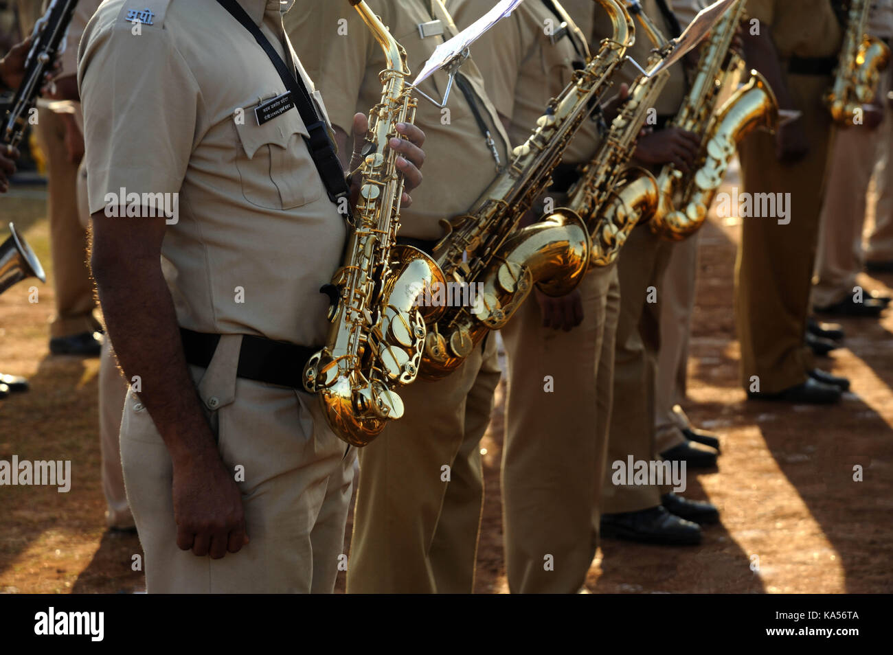 Police playing Saxophone for republic day, mumbai, maharashtra, India