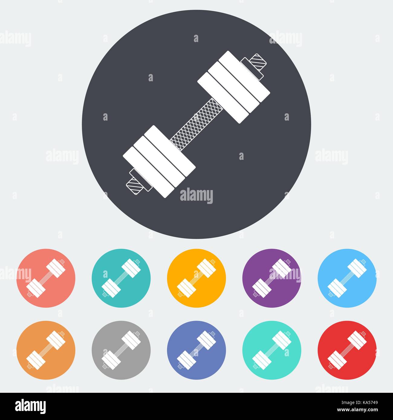 Dumbbell. Single flat icon on the circle. Vector illustration Stock ...