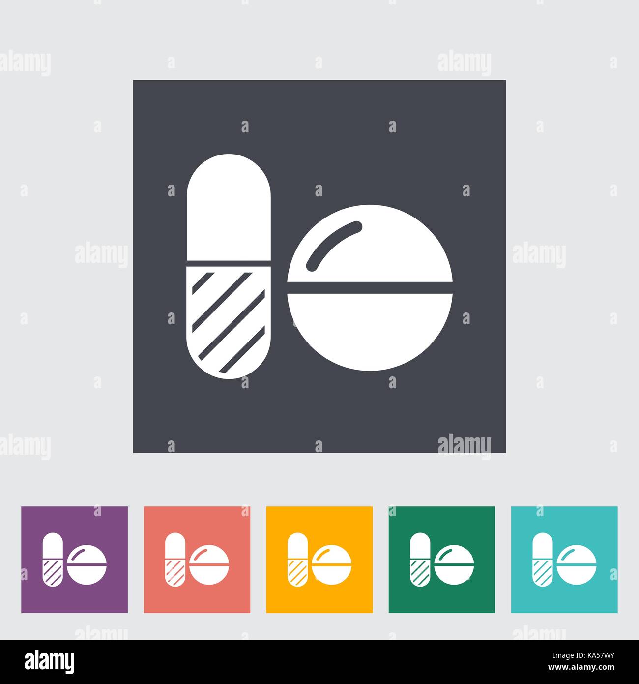 Contraceptive pills. Single flat icon on the button. Vector ...