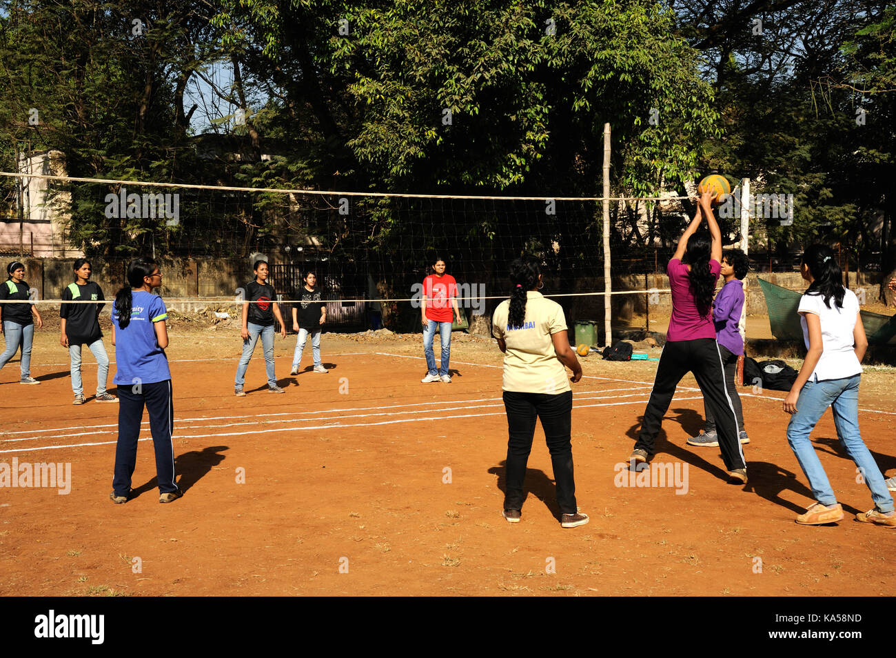 woman playing Volleyball, mumbai, maharashtra, India, Asia - RMM 258782 Stock Photo