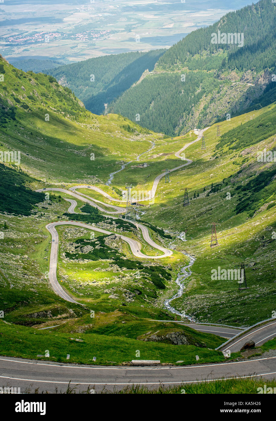 Crossing Carpathian mountains in Romania. Transfagarasan mountain. Transfagarasan highway. Stock Photo