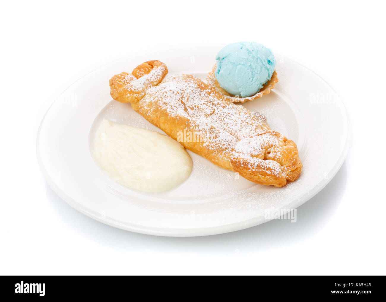 Sweet dessert. Pancake with ice cream Stock Photo