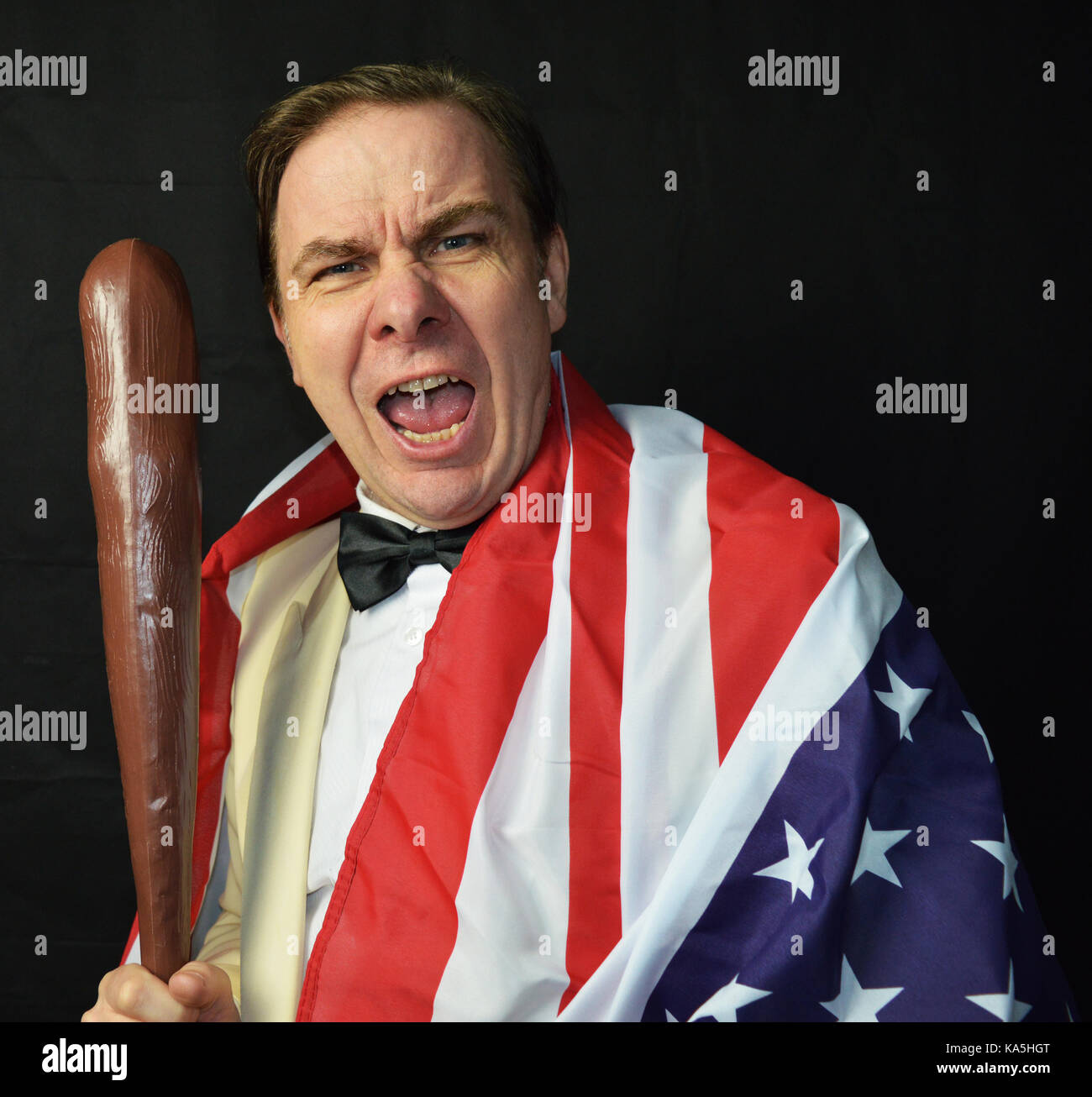 American Politician with flag Stock Photo