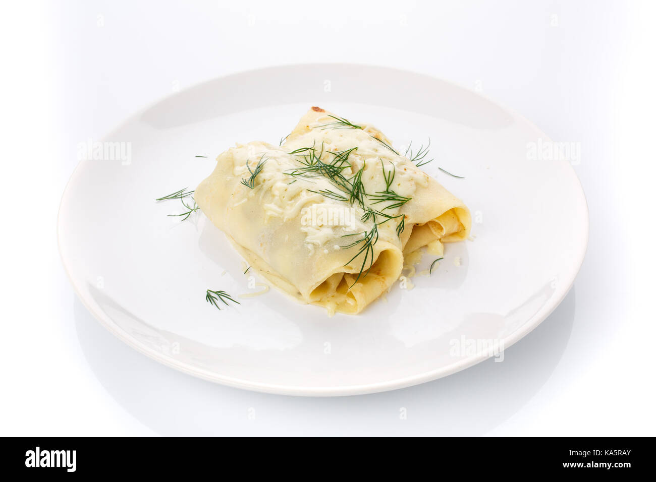 Pancakes with dill Stock Photo
