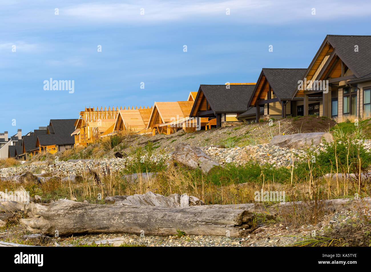 Beachfront new condominiums construction on the waterfront of Semiahmoo
