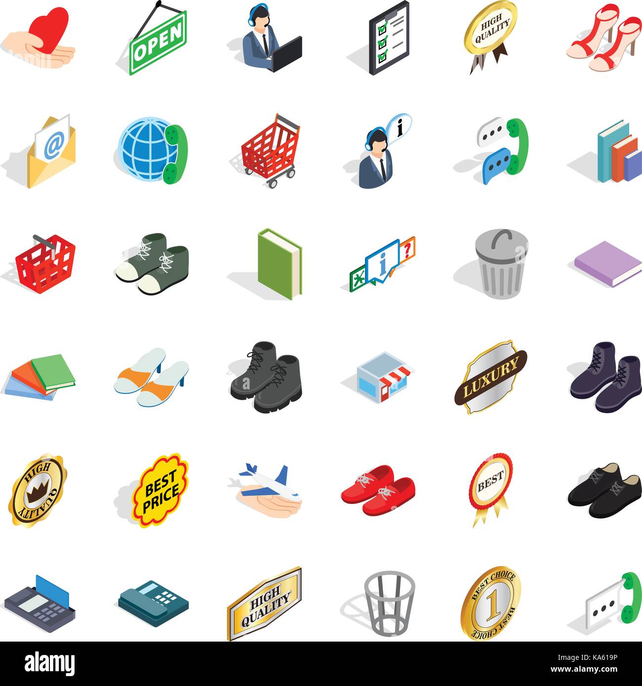 Open icons set, isometric style Stock Vector Image & Art - Alamy